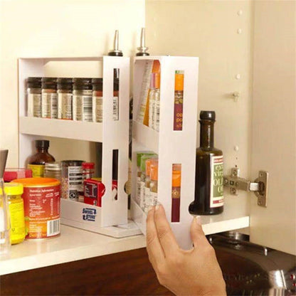 Kitchen Spice Organizer Rack Double Rotating Storage