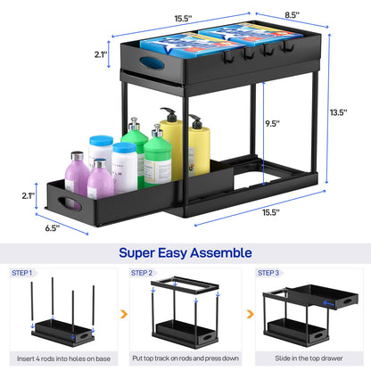 Dual Sliding Cabinet Under Sink Organizer