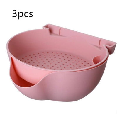 Kitchen Organizer Drain Basket Double Layer Plastic