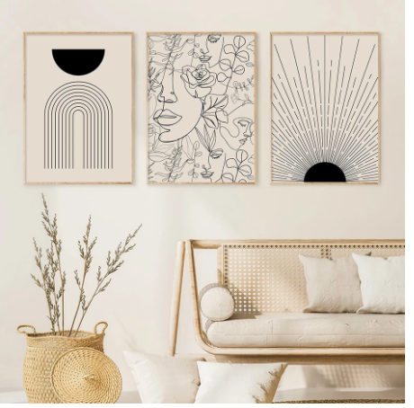 Boho Canvas Abstract Lines Home Decor