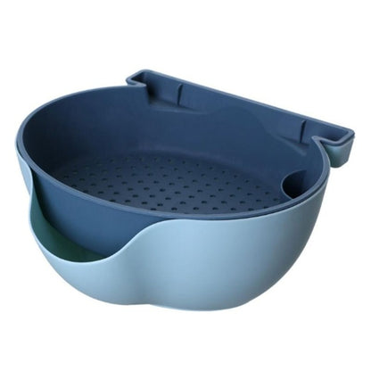 Kitchen Organizer Drain Basket Double Layer Plastic