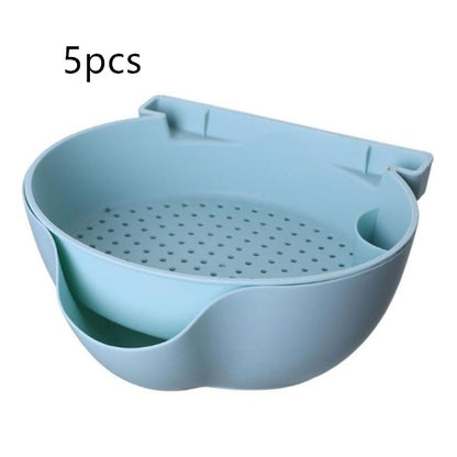 Kitchen Organizer Drain Basket Double Layer Plastic