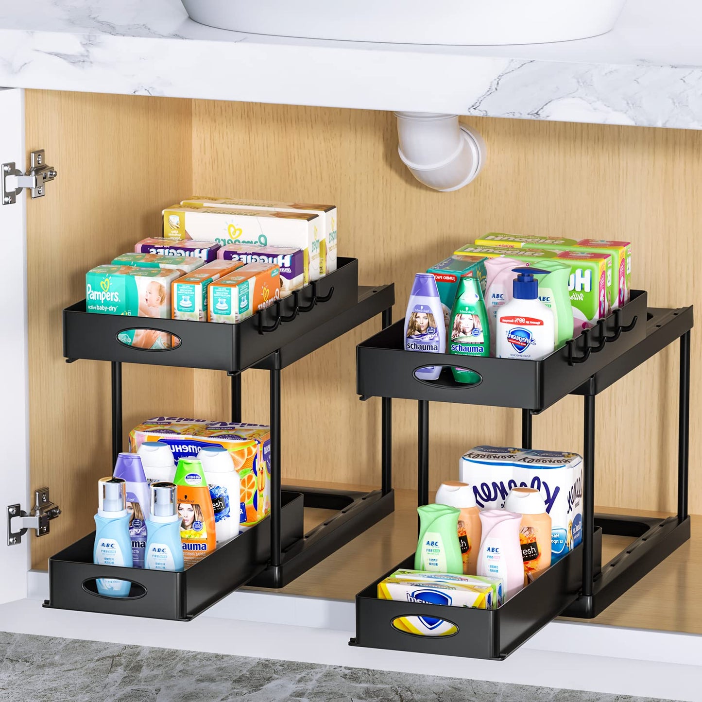 Dual Sliding Cabinet Under Sink Organizer